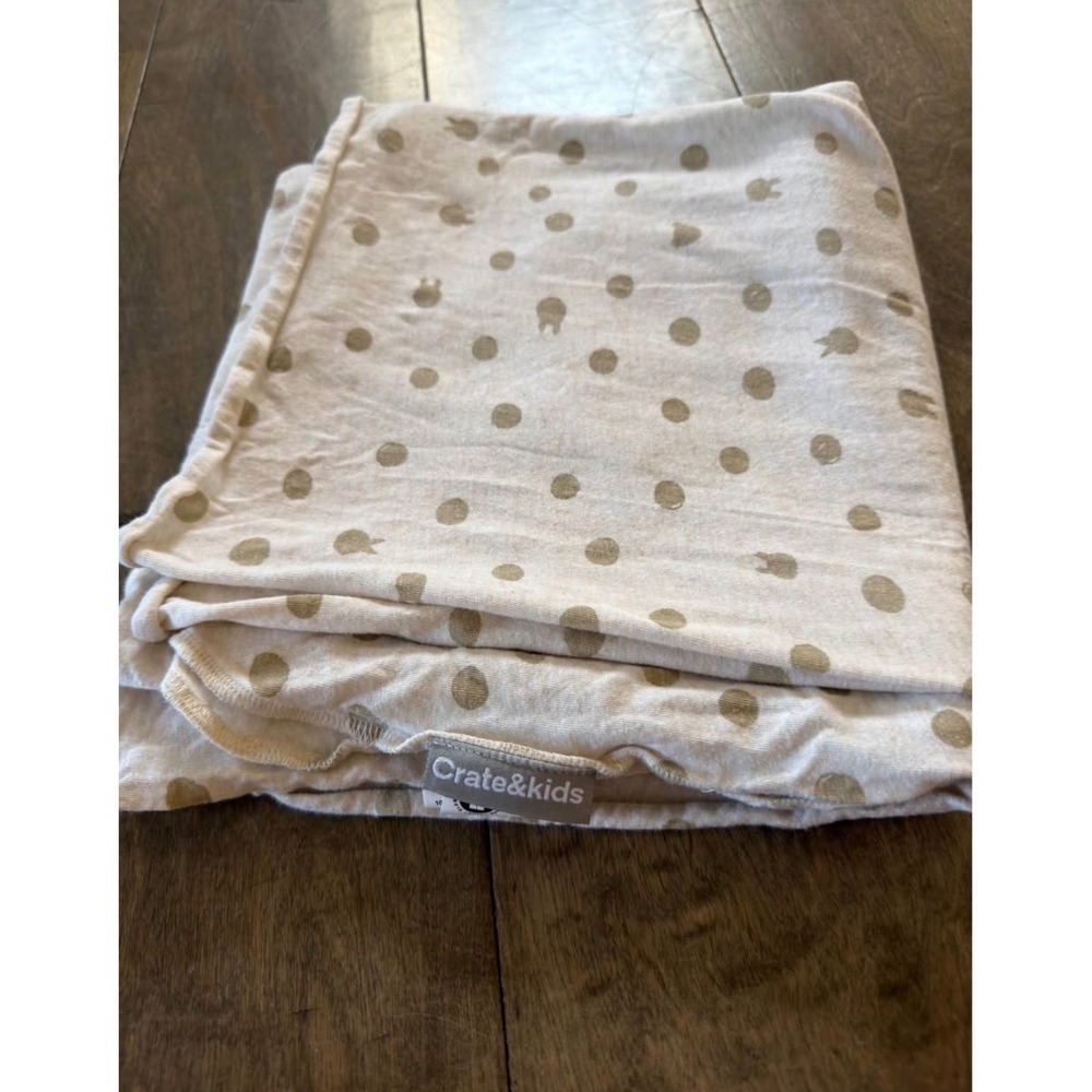 Crate & Kids Natural Organic Heathered Jersey Swaddle Blanket Polka Dot Bunny